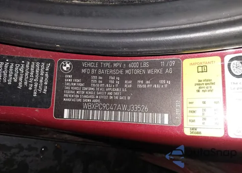 2010 BMW X3 xDrive30I z USA, uszkodzony, nr VIN WBXPC9C47AWJ33526